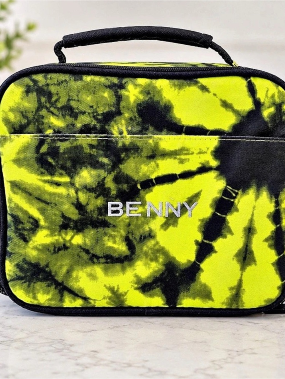BENNY Tie-Dye Travel Cosmetic Bag in Green & Black Like New